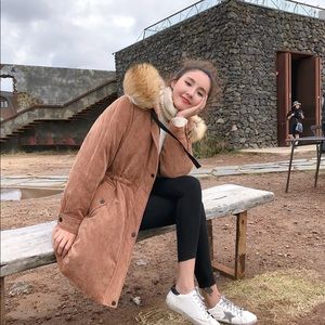 brownish Tan Velvet winter coat